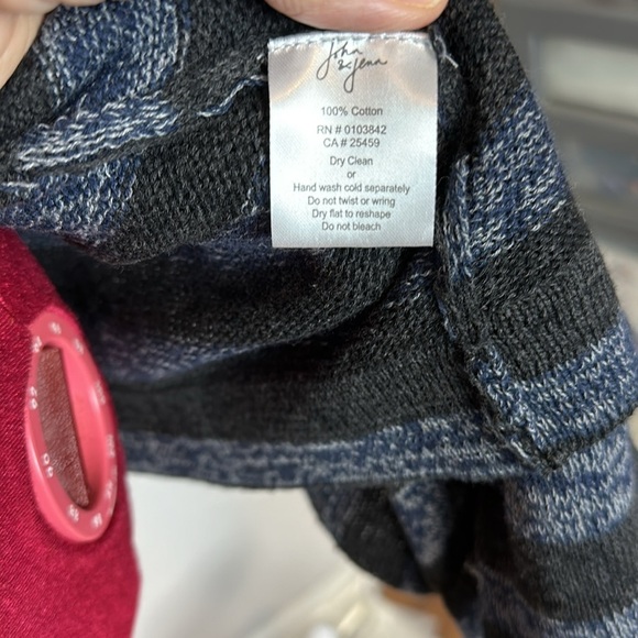 Long sleeve striped high-low cotton sweater - Picture 4 of 5